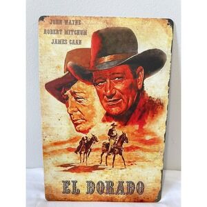 ABMOS El Dorado Metal Tin Sign OS Multicolor John Wayne Western Movie Poster Art
